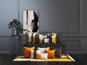 新中式黑色无扶手靠背的长凳、花架