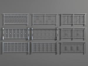 美式黑色金属栏杆护栏3d模型 美式黑色金属栏杆护栏
