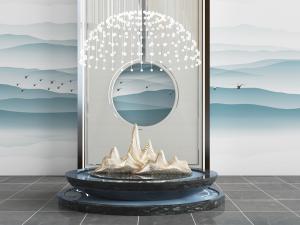 中式山脉吊灯景观小品