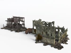 游戏破墙废旧的建筑房屋