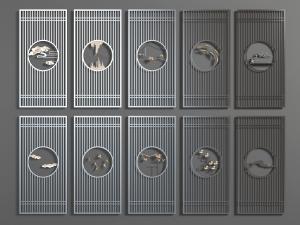 中式装饰雕花图案的实木隔断3d模型 中式装饰雕花图案的实木隔断