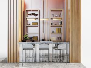 新中式大理石吧台吧椅