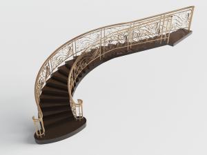 欧式铁艺雕花栏杆护栏旋转楼梯3d模型 欧式铁艺雕花栏杆护栏旋转楼梯