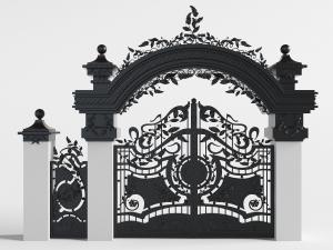 欧式拱形雕花铁艺大门