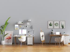 北欧实木书桌椅组合3d模型 北欧实木书桌椅组合