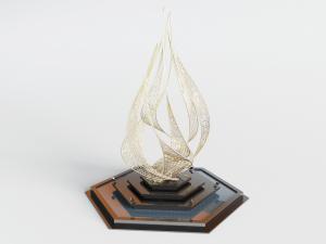 现代金属火苗造型的景观小品