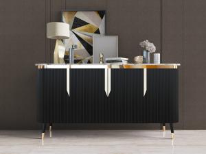 现代黑色镶金玄关柜边柜