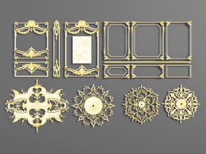 欧式金色的雕花石膏线构件