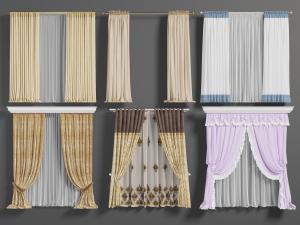 现代简欧窗帘窗纱3d模型 现代简欧窗帘窗纱
