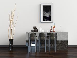 后现代吧台吧椅、干枝工艺品摆件