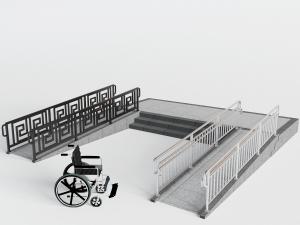 新中式无障碍通道的栏杆护栏3d模型 新中式无障碍通道的栏杆护栏