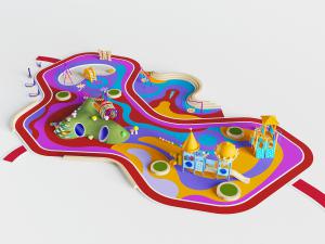 儿童秋千滑滑梯游乐设备设施3d模型 儿童秋千滑滑梯游乐设备设施