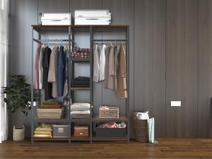 现代开放式衣物收纳置物架