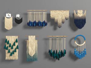 地中海吊坠流苏木杆墙饰挂件