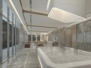 后现代售楼部大堂大厅前台接待台沙盘