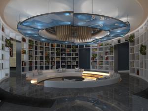 现代书吧圆形沙发