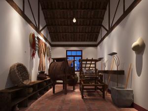 新中式民俗农具储藏室纺线车