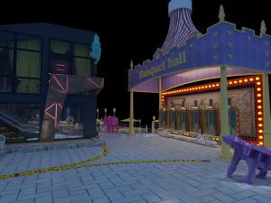 后现代饭店门头夜景