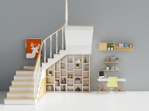 北欧实木楼梯书桌椅3d模型 北欧实木楼梯书桌椅