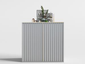 现代灰色条纹柜门玄关柜边柜