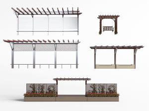 中式实木花架秋千椅