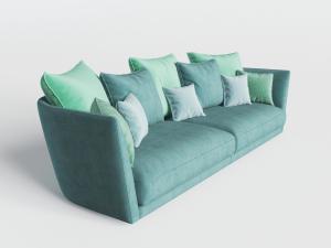 现代苹果绿多人沙发3d模型 现代苹果绿多人沙发