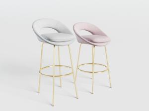 现代轻奢圆形金属支架的吧椅