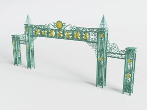 欧式蓝绿色金属雕花免税区大门