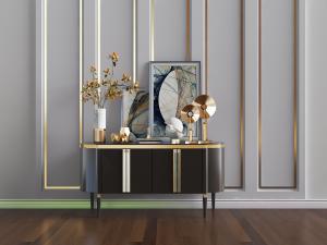 现代轻奢黑色玄关柜边柜