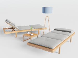 新中式实木支撑的升降靠背躺椅