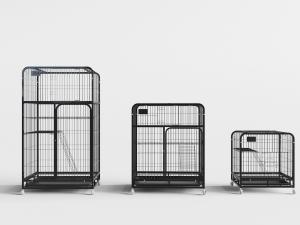 现代带滑轮黑色金属宠物猫狗笼子