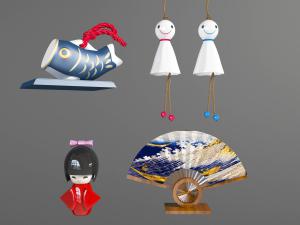 日式娃娃、和风折扇饰品摆件挂件