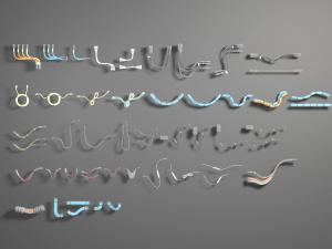 扭在一起、排列整体的线圈、电脑线五金件3d模型 扭在一起、排列整体的线圈、电脑线五金件