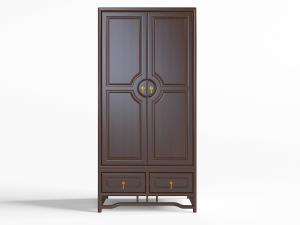 新中式实木衣柜3d模型 新中式实木衣柜