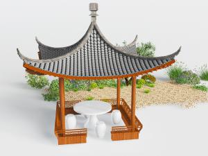 中式公园实木亭子