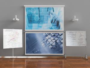 投影仪、墙挂式幕布和可移动白板办公文具用品3d模型 投影仪、墙挂式幕布和可移动白板办公文具用品