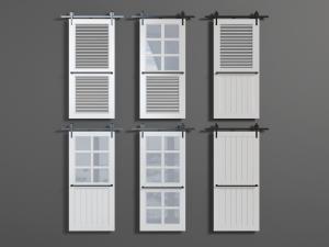 北欧美式装饰百叶、玻璃的谷仓门推拉门