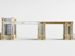 欧式带门卫室的大理石大门