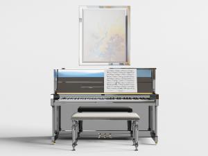 现代黑色带琴凳的钢琴