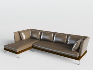 现代皮革多人转角沙发