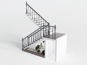 简欧美式黑色雕花实木栏杆的楼梯3d模型 简欧美式黑色雕花实木栏杆的楼梯