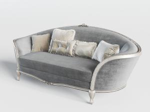 欧式灰色镶嵌金边的多人沙发3d模型 欧式灰色镶嵌金边的多人沙发
