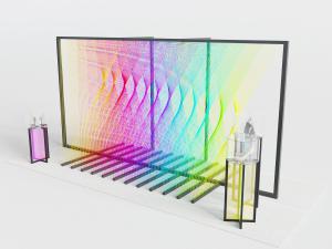 现代彩色丝线排列的屏风