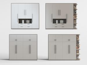 新中式灰白色衣柜储物柜3d模型 新中式灰白色衣柜储物柜