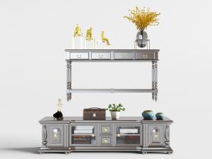 欧式装饰雕花构件的电视柜、端景台