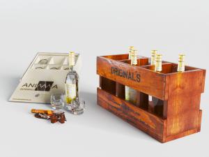现代实木红酒收纳盒酒瓶酒杯3d模型 现代实木红酒收纳盒酒瓶酒杯