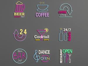 咖啡、啤酒图标灯饰墙饰挂件