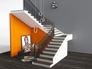 现代轻奢转角楼梯3d模型 现代轻奢转角楼梯