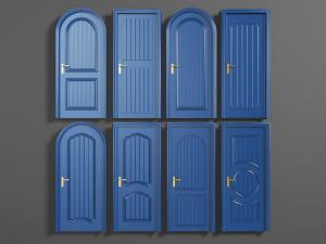 地中海蓝色拱形、长方形平开门