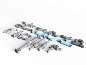厨房下水弯管、螺旋纹理管道五金件3d模型 厨房下水弯管、螺旋纹理管道五金件